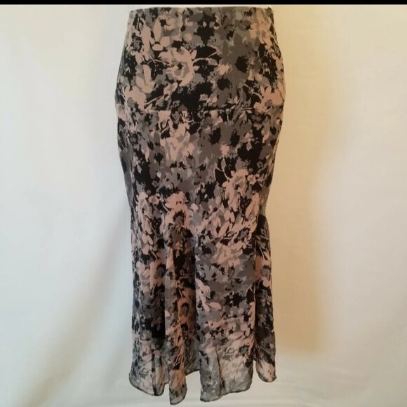 AXCESS A Liz Claiborne Company black gray and pink skirt size 10 fishtail style - Picture 8 of 16